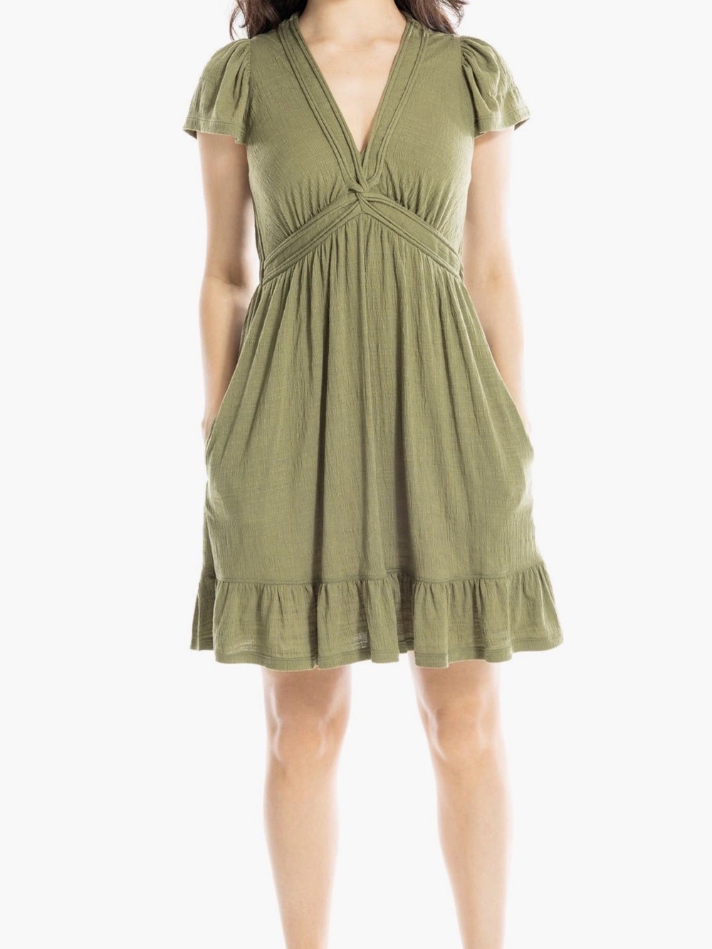 Max Studio V-Neck Ruffle Mini Dress - Picture 4 of 4